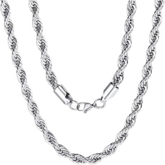 HSWYFCJY Chaîne En Acier Inoxydable Pour Hommes 2-4 Mm Chaîne Torsadée