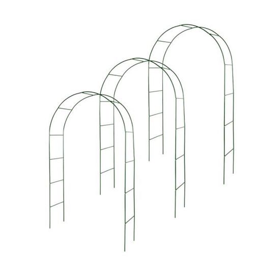 Lot de 3 arches de jardin métallique pour plantes grimpantes - Arceau rosiers grimpants - Résistant aux intempéries