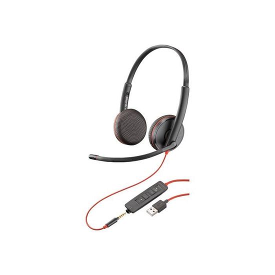 Micro-casque - filaire - USB, jack 3,5mm - HP Inc. - Poly Blackwire 3225 - Blackwire 3200 Series - micro-casque - sur-oreille - fil