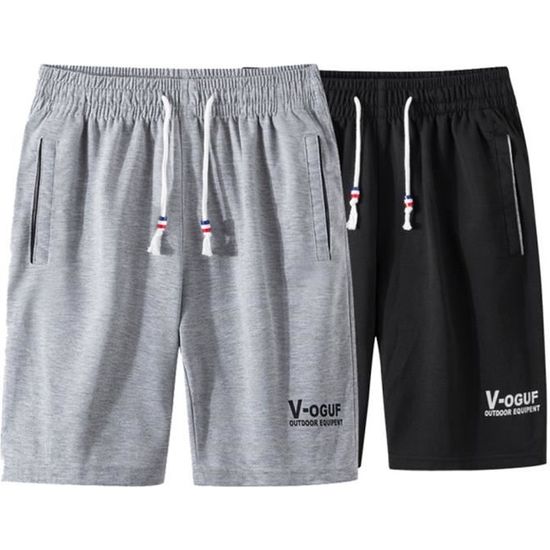 Lot de 2 Short Homme Marque Luxe Beach Bermuda Hommes Pantacourt homme Sport Shorts homme Vêtement Masculin ( Grise + Noir )