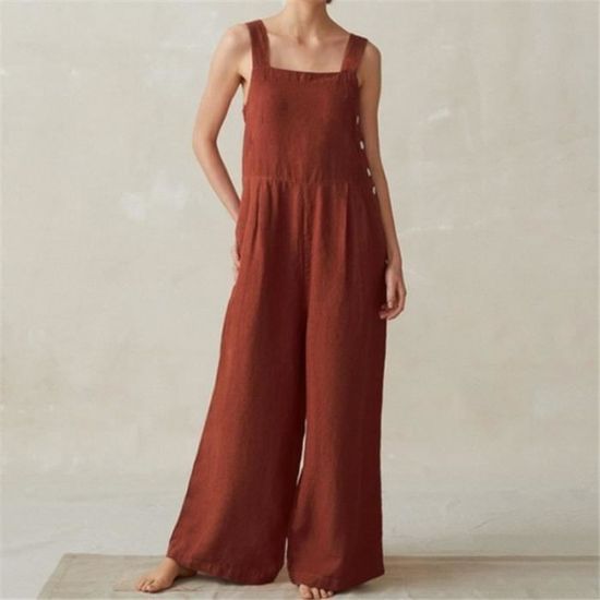 Combinaison Femme Jambe Large Élégante Chic - Grande Taille Mode Sans Manches Casual Plage Soirée Mariage