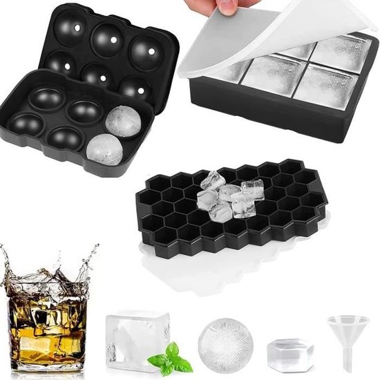 Empilable Glaçons Plaque Lot De 3 Bacs à Glaçons Silicone Avec