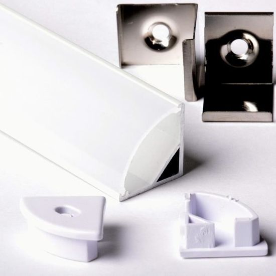 Profilé Aluminium Blanc 80x16mm Pour Bande LED – Longueur 2m, Avec Couvercle Plastique Opaque – Éclairage Plinthe