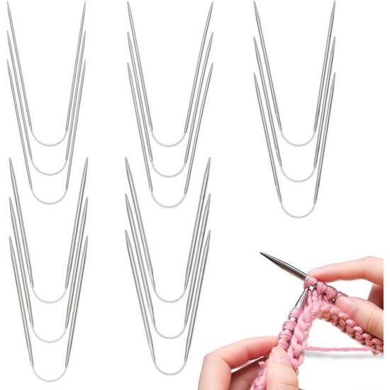 15 Pièces Aiguilles Circulaires à Tricoter, Aiguilles à Tricoter en Acier Inoxydable, Aiguilles à Tricoter Circulaire(2mm/2,5mm/3mm/3,5mm/4mm), pour Chaussettes Chapeaux Echarpes Tissage