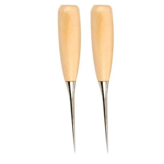 Kit 3 Poinçons à Cuir Manche Bois - Outils DIY Pour Travail Du Cuir, Maroquinerie Et Bricolage