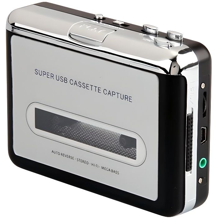 Marchelec Lecteur cassette USB-convertisseur lecteur MP3-Argent