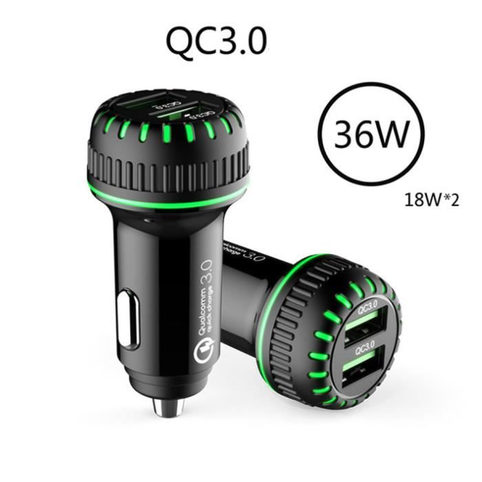 allume cigare usb,Dual QC3.0 Port 36W/6A chargeur allume cigare usb chargeur voiture Quick Charge Compatible with iPhone,Samsung,etc