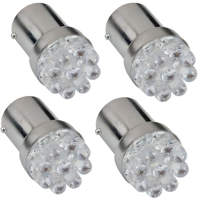 4x Ampoule BA15S LED P21W 9SMD Blanc Xenon 6000K Lampe Veilleuses Frein auto moto