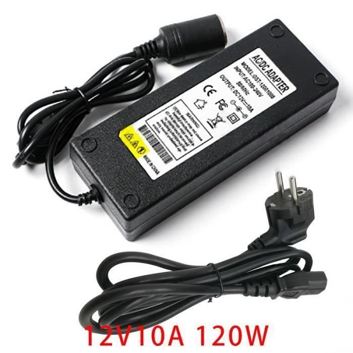 Adaptateur Convertisseur Allume Cigare vers Secteur 220V-12V 10A 120W