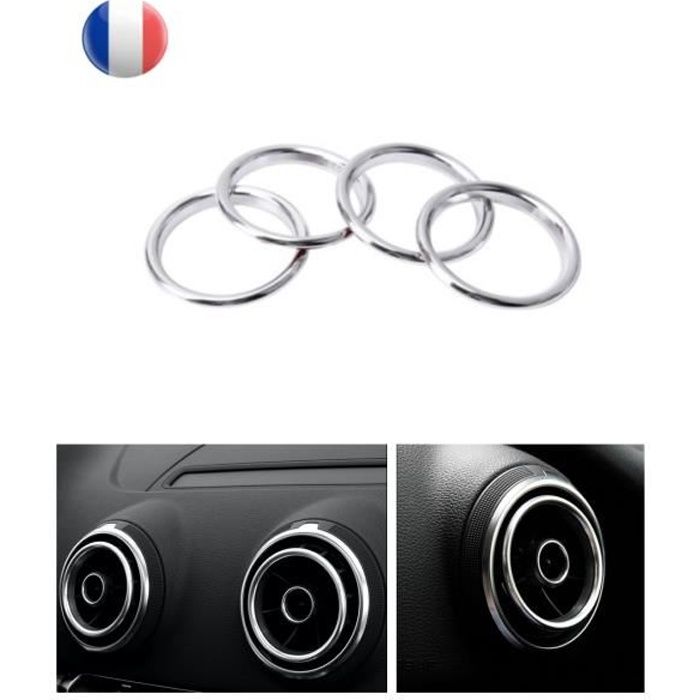 Cercle anneau chrome AUDI A3 bague buse grille de ventilation aération sport LOT DE 4 ANNEAUX CHROME cerclage des grilles d'aération