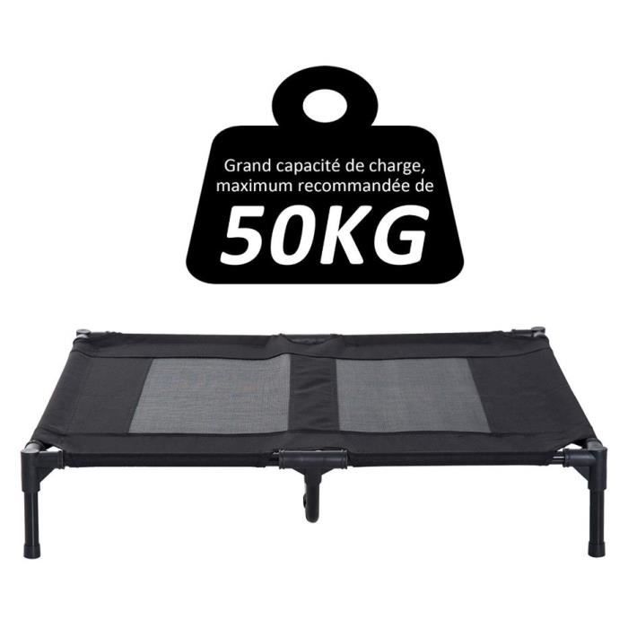 HUGUANGh®Lit sur pieds pour chien chat 92x76x18 cm lit de Camp Animal couleur noir