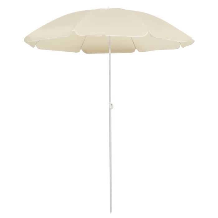 529018 Parasol d'extérieur - Parasol Abri Soleil Plage - Parasol avec mât en acier Sable 180 cm Meuble d'excellent