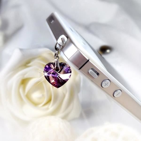 Accessoire Bijoux SmartPhone Coeur orné de cristaux de Swarovski Violet