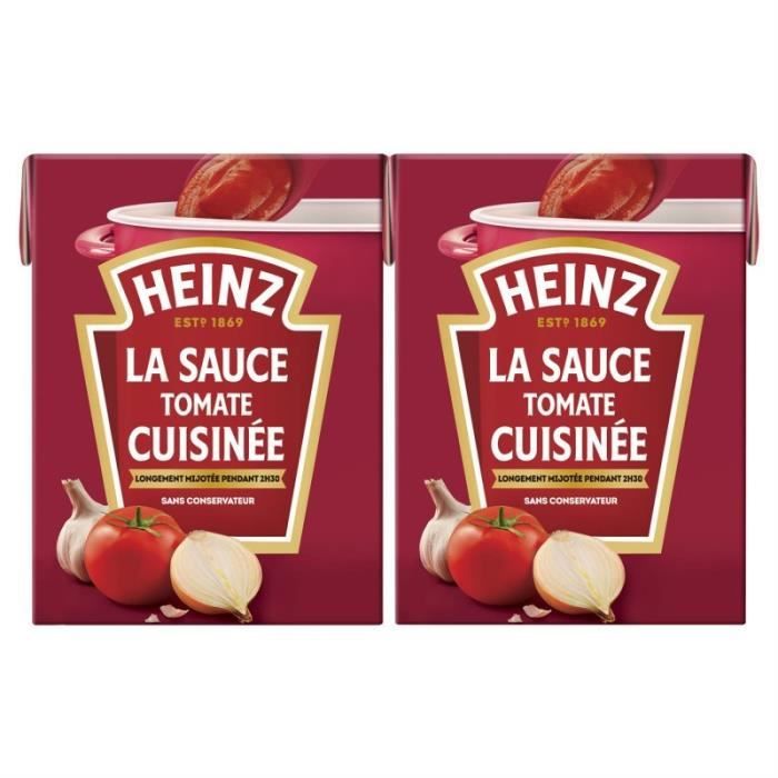 HEINZ - Sauce Tomate Cuisinée Ail Et Oignons 2 X 210 G Brique - Lot De 4