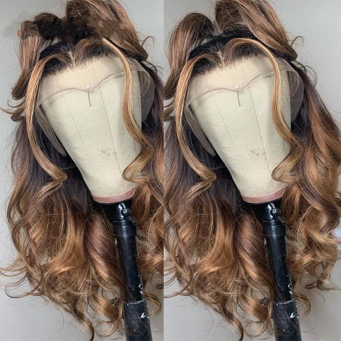 12pouce 13x4 miel Blond Ombre couleur mettre en évidence 150% dentelle avant perruques de cheveux humains