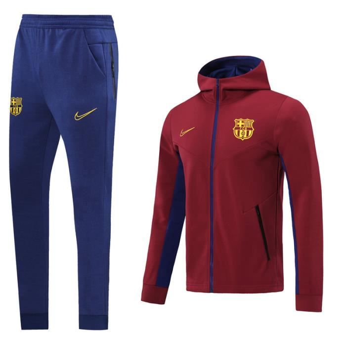 Barca Barcelona - Maillot de Foot Football Veste à Manches Longues 2020 2021 Survêtement Training pour Homme - Rouge