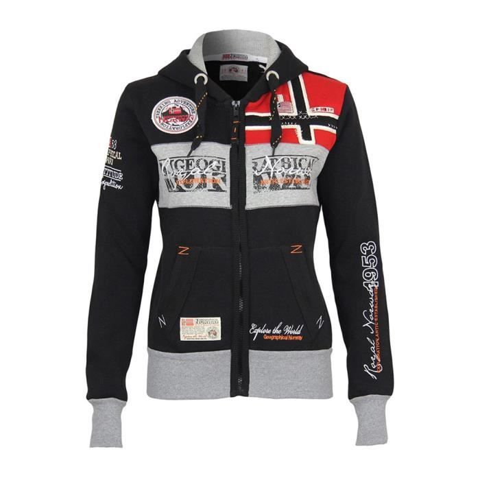 Sweat Noir à zip Femme Geographical Norway Flyer