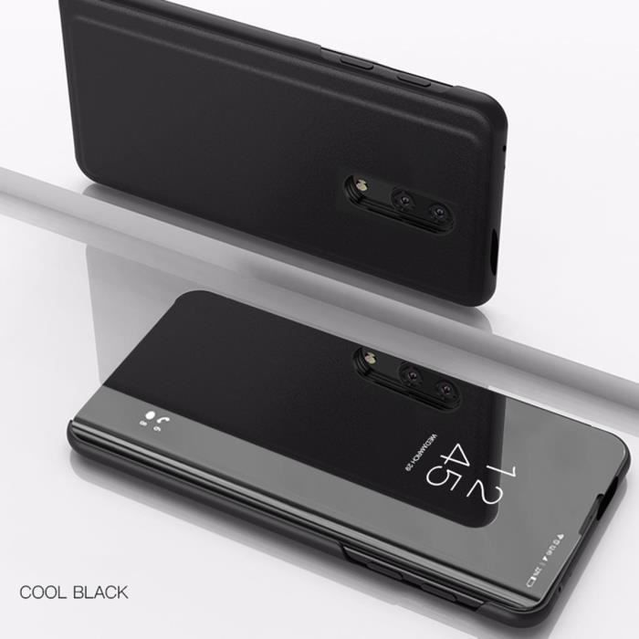 Coque OnePlus 7 Pro, Housse Étui Miroir Flip Avec Stand Fonction Protection Cover Pour OnePlus 7 Pro - Noir