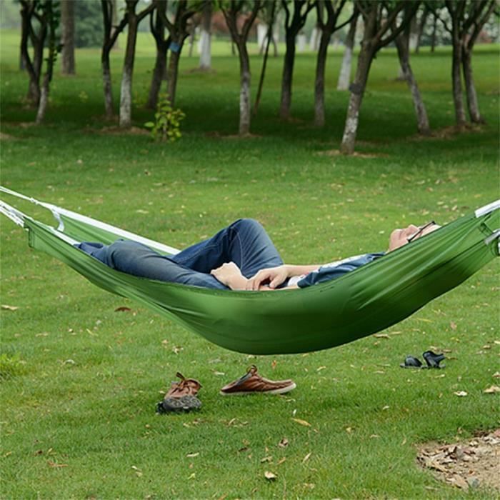 Hamac - 200 x 80cm - Hamac avec support Individuel - Toile résistante Anti-déchirures - Vert