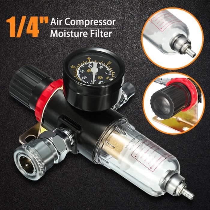 TAMPSA 1/4" BSP Filtre Régulateur Air Compresseur Humidité Jauge Eau Piège Outil Pneumatique