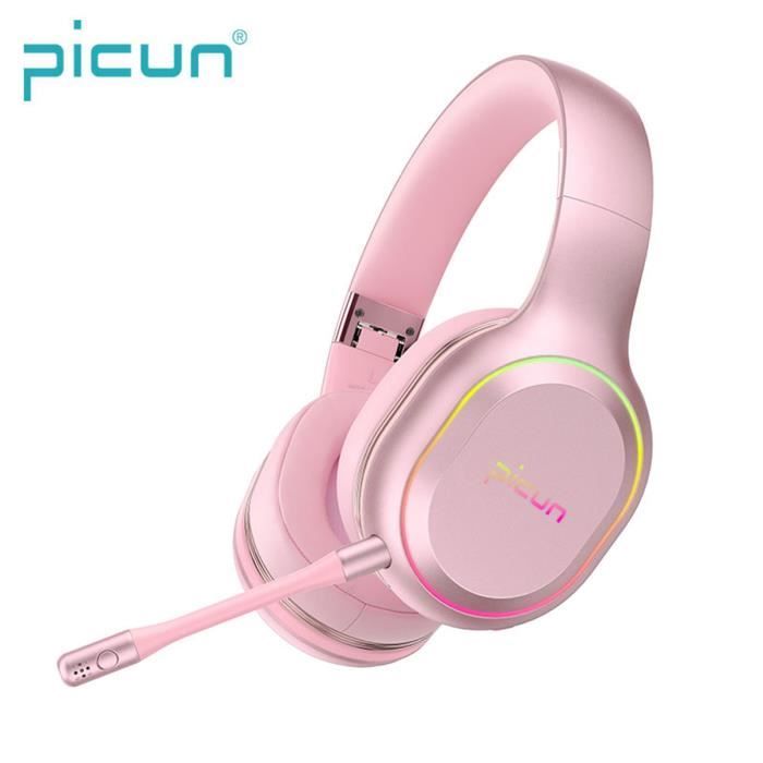 PICUN Casque bluetooth sans fil Microphone Anti-Bruit avec LED Lumières USB 3.5mm Micro