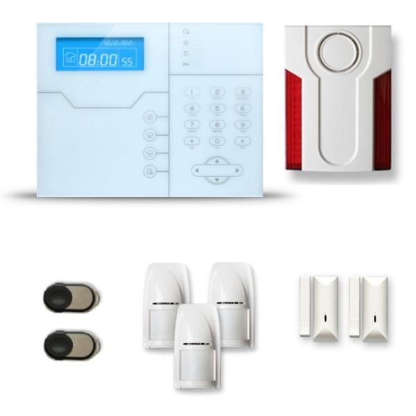 Alarme maison sans fil SHB 2 à 3 pièces mouvement + intrusion + sirène extérieure - Compatible Box internet et GSM