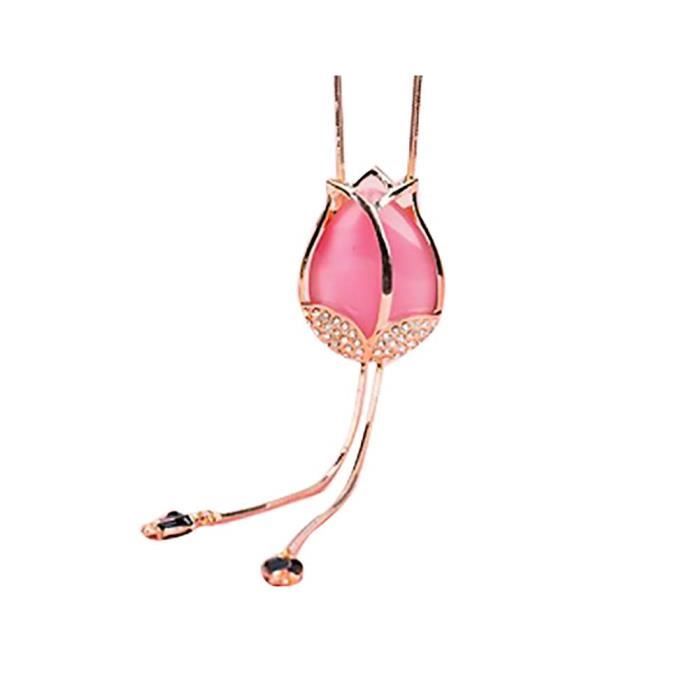 Collier Femme, Jolie Tulipe Chaîne de Chandail Fantasie Pendentif Mode Bijoux Élégant Vêtements Accessoires Cadeau pour Filles