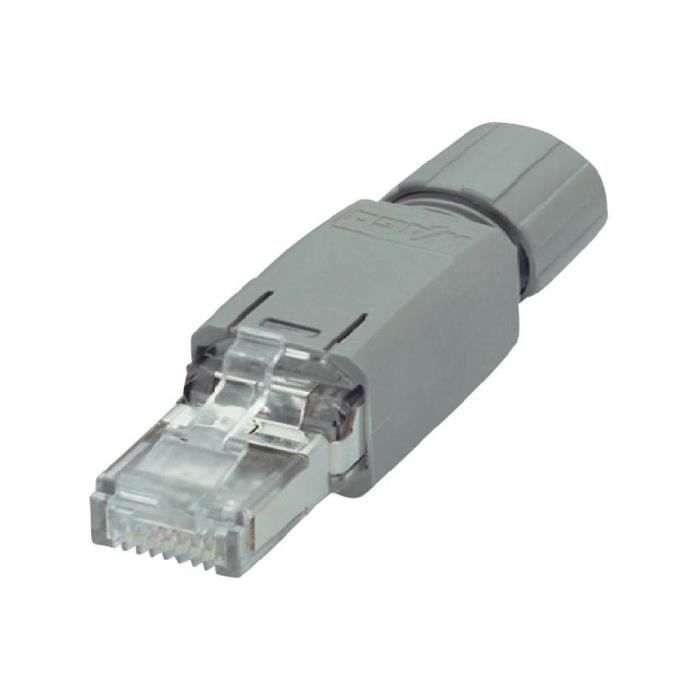 Fiche RJ45 mâle droite 8 autodénudant gris IP20…