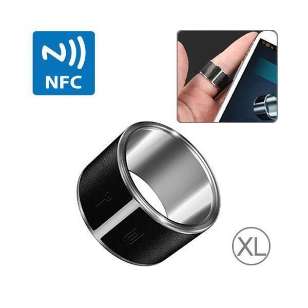 Bague connectée Smartphone Android bague NFC high tech cuir Noir.