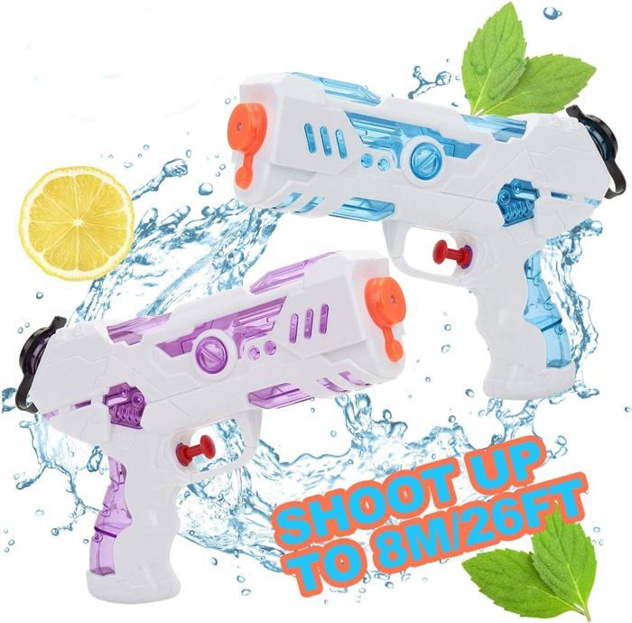 Pistolet à Eau Mini 250 Ml – Lot De 2 – Bleu Et Violet – Portée 3-5 M – ABS Résistant – Pour Piscine, Plage, Jardin – Enfant Et Adulte