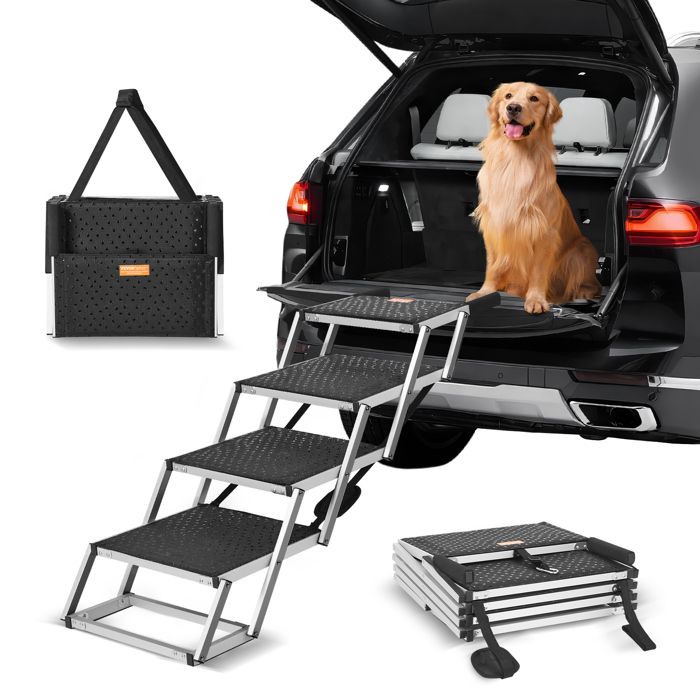 Escalier pour Animaux de Compagnie-VEVOR-430mmx330mmx160 mm-Rampe Large pour Chien à 4 Marches-pour SUV et Camions