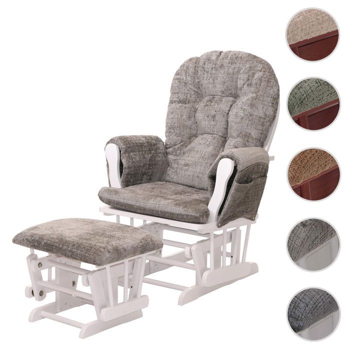 Fauteuil relax MCW-C76 chenille gris clair piètement blanc