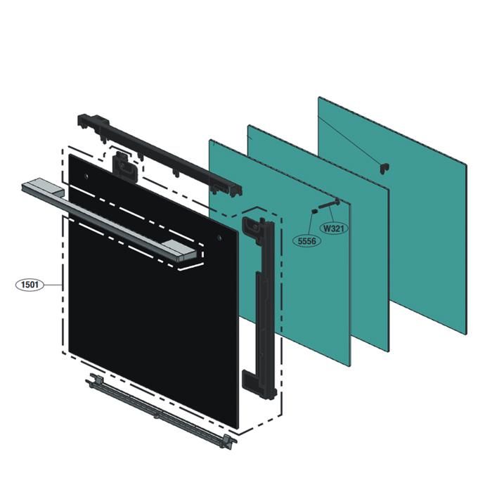 Vitre extérieure de porte repère 1501 Four cuisinière AJX75334201 LG