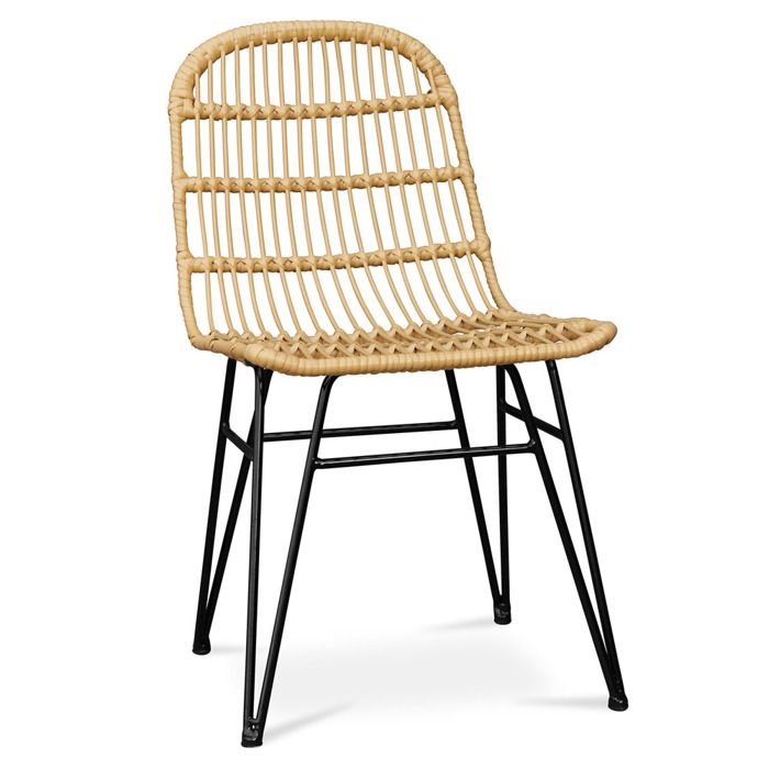 Chaise de salle à manger en osier synthétique - Magony Marron clair