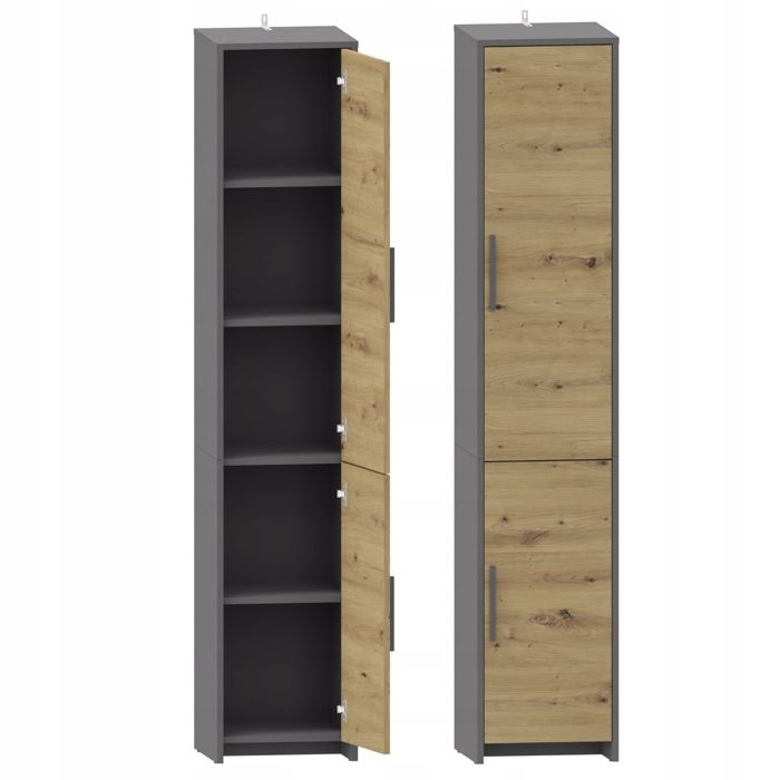 Armoire de Bureau - Meuble de rangement Style contemporain - Artisan/Antracite - 36x35.9x183.5 cm