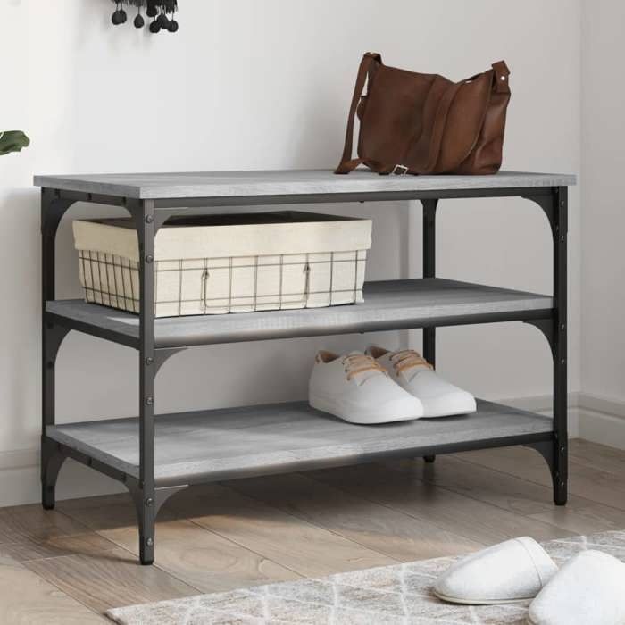 SARAZYJ@Banc à chaussures - Banc du couloir - SOLOMON - sonoma gris 70x38 5x49 cm bois dingénierie Home444745