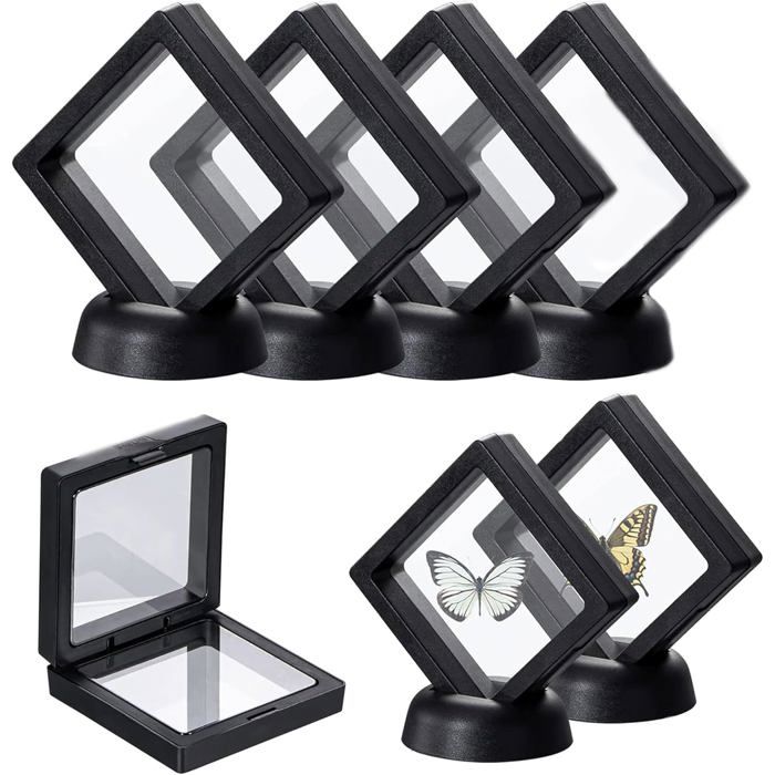 Lot de 4 cadres flottants 3D - Porte-pièces de monnaie - Support de présentation - Pour collier, bracelet, boucles d'oreilles, bijoux, pièces de monnaie
