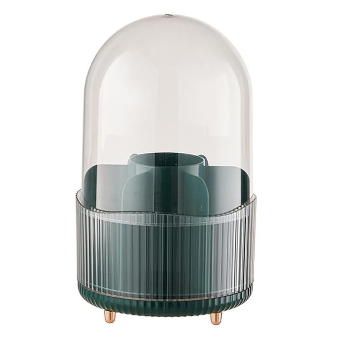 Organisateur de maquillage avec couvercle anti-poussière, grande capacité, rangement cosmétiques et soins, design transparent blanc Organisateur de maquillage avec couvercle anti-poussière, grande capacité, rangement cosmétiques et soins, design transparent blanc