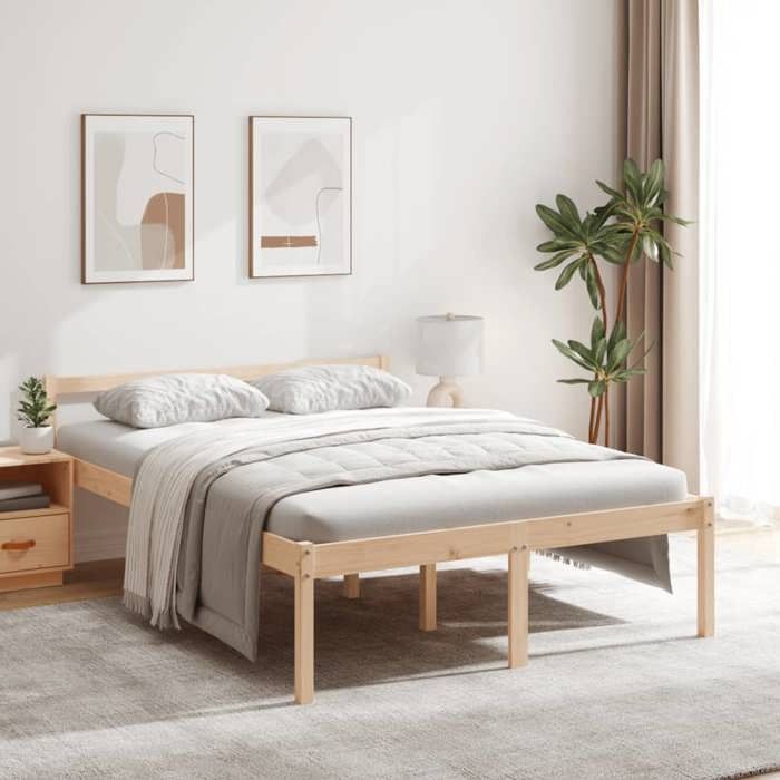 CHIC Lit adulte 2 places - 120x190 cm Lit pour personne âgée 120x190 cm petit double Bois massif pin #Sara97769