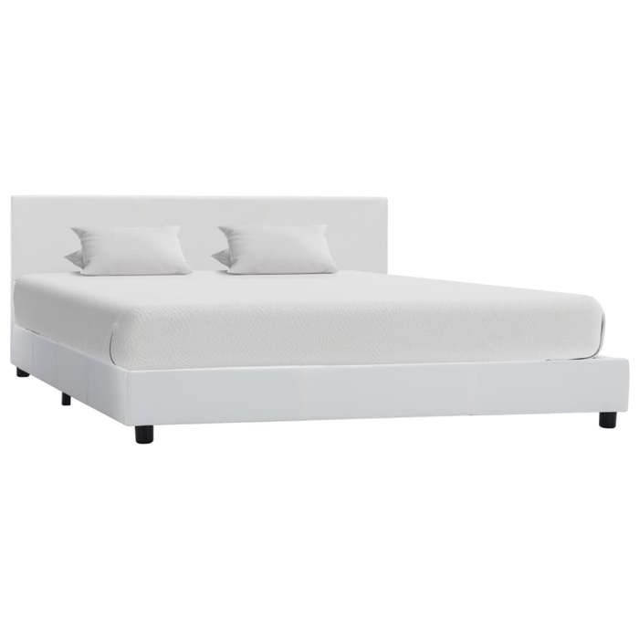 CHIC Lit adulte 2 places - 120x200 cm Structure/Cadre de lit blanc similicuir 120x200 cm #Sara62643
