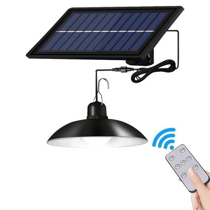 Lumière extérieure solaire étanche télécommande Induction Lustre solaire Éclairage de jardin un lampe Lumière blanche Label