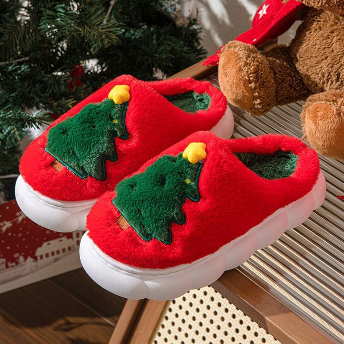 Pantoufles Femme NoëL Imprimé, Chaussons Femme Wapiti Mignon Drole Confortable Doux Chaude Pantoufles Pour D'IntéRieur D'ExtéRieur Maison Jardin Salle Christmas Xmas Cadeaux Hiver Noel Chaussures