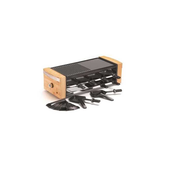 Appareil à raclette - KITCHEN CHEF - KC.WOOD-LUX8 - 1200 W - 8 personnes - Design en bambou