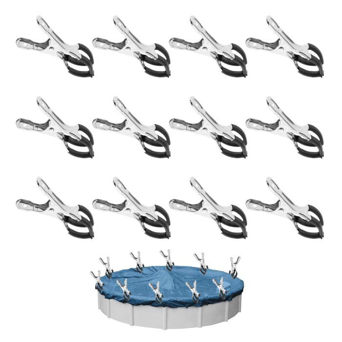 Lot de 12 pinces métalliques pour bâche de piscine pinces de fixation pour serre de jardin avec film de protection