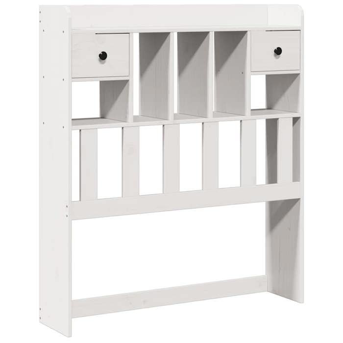 Tête de lit avec rangement - VIDAXL - Pour lit double - Blanc - Bois massif de pin - 81x23x110 cm - 3 compartiments