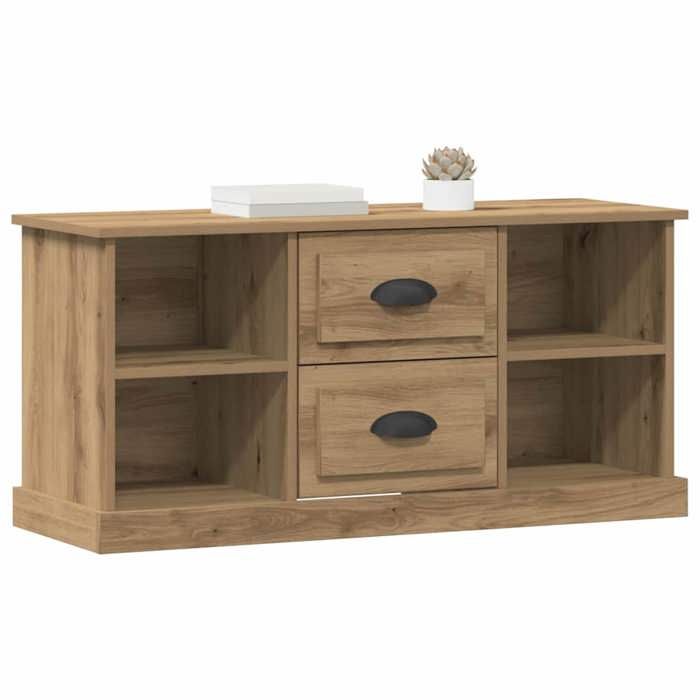 Meuble TV en bois dingénierie - vidaXL - Chêne artisanal - 995x355x48 cm - Avec tiroir - 2 étagères - Poids max 60 kg