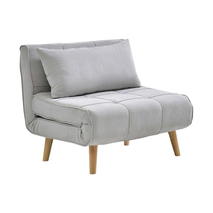 Fauteuil convertible 90 cm en tissu gris clair CHILA Fauteuil convertible 90 cm en tissu gris clair CHILA