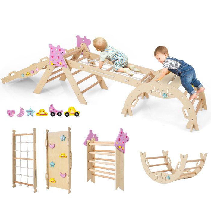 Triangle dEscalade Pliables COSTWAY Jouet Montessori en Bois Massif Aire