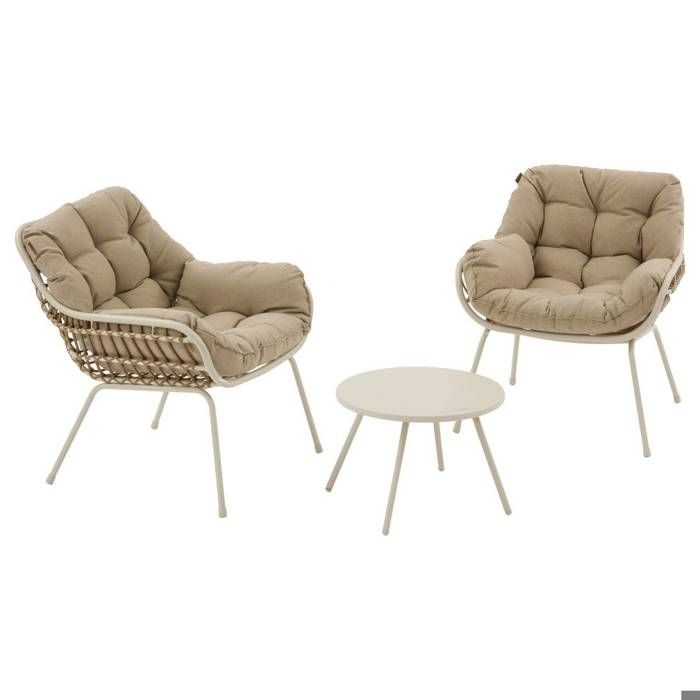 Salon de jardin 2 places acier traité époxy PAOPAO beige et argile - Hespéride Salon de jardin 2 places acier traité époxy PAOPAO beige et argile - Hespéride