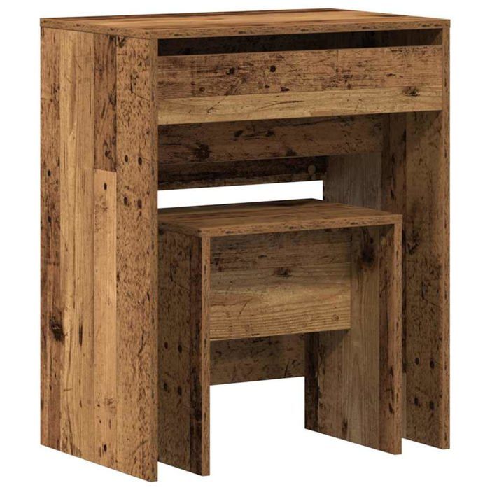 Coiffeuse en bois dingénierie - vidaXL - 60x40x75 cm - Bois ancien - Rustique - Tiroir spacieux - Construction robuste
